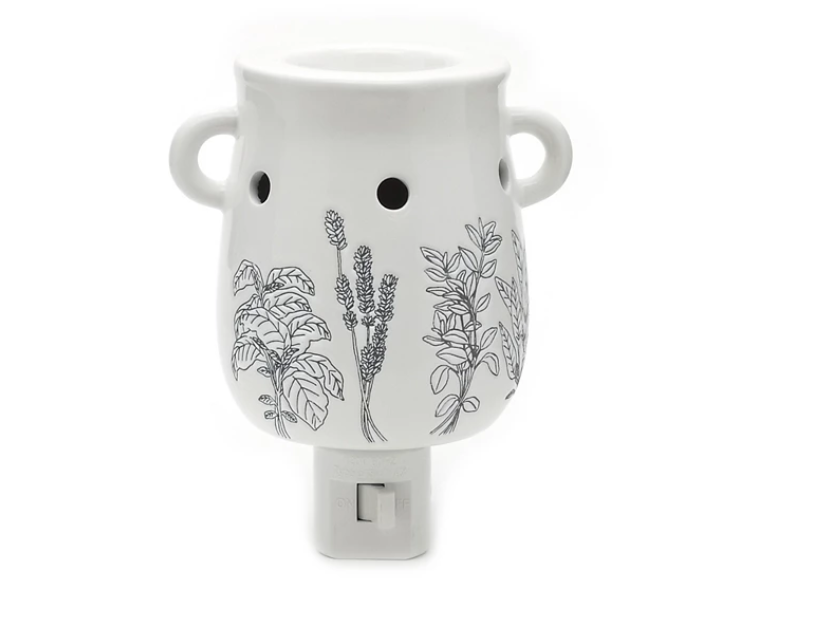 White Floral Pluggable Wax Warmer